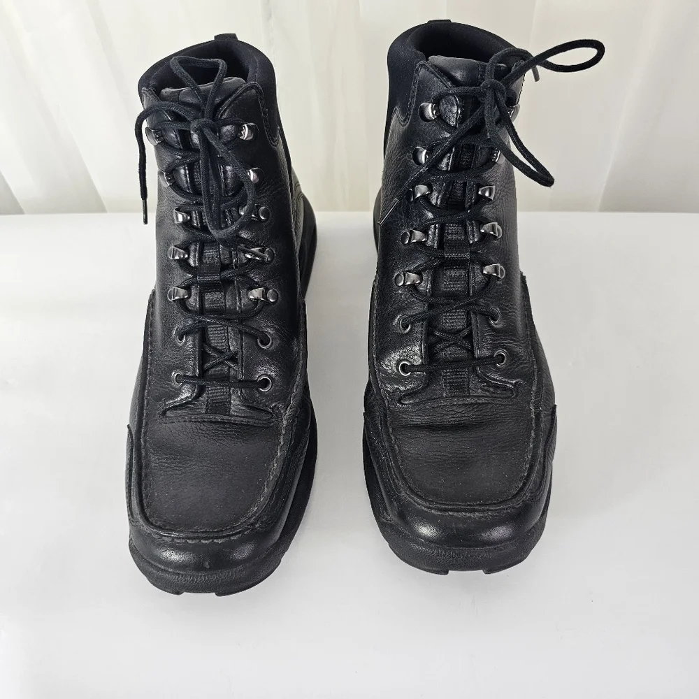 Cole Haan black leather lace up boots NikeAir soles size 11